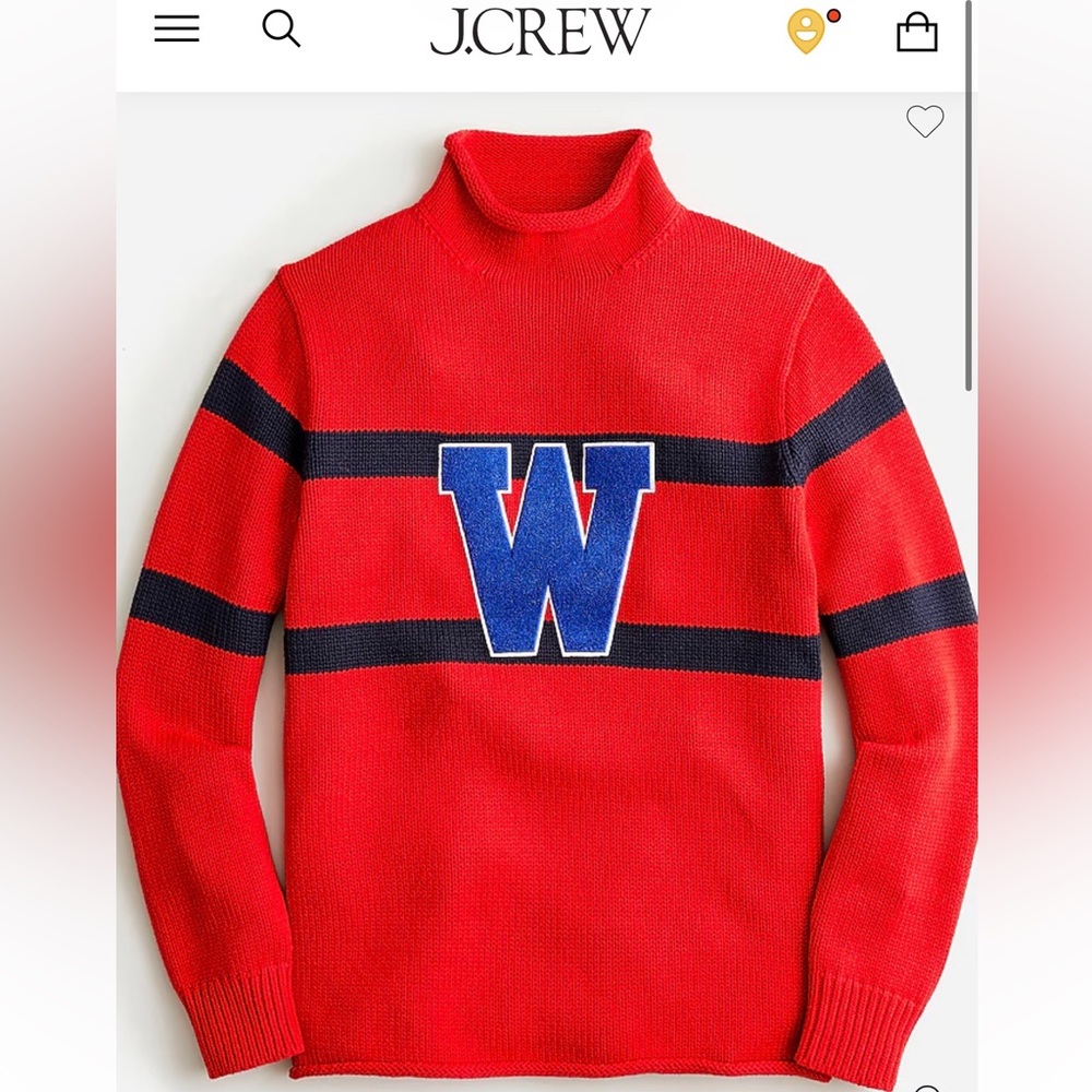 J. Crew Heritage Cotton Rollneck Letter Sweater